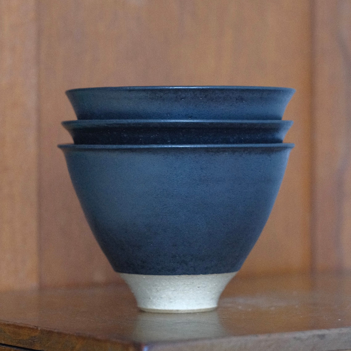 Black indented footring bowl