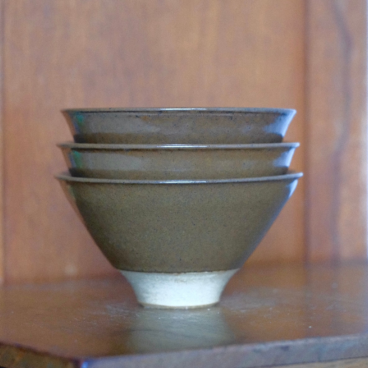 Kaki indented footring bowl